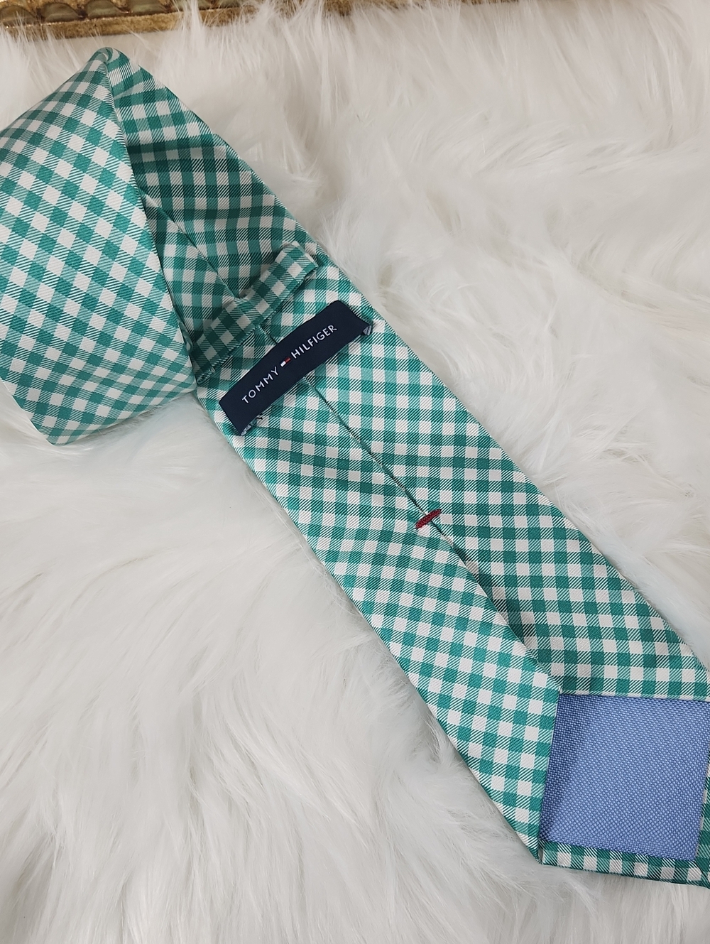 Tommy Hilfiger Green and White Gingham Tie.